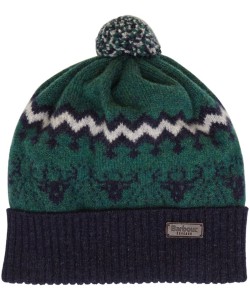 Boy's Barbour Stags Head Bobble Hat