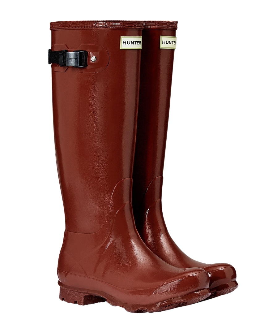 Women’s Hunter Field Norris Gloss Wellingtons in Chestnut Red