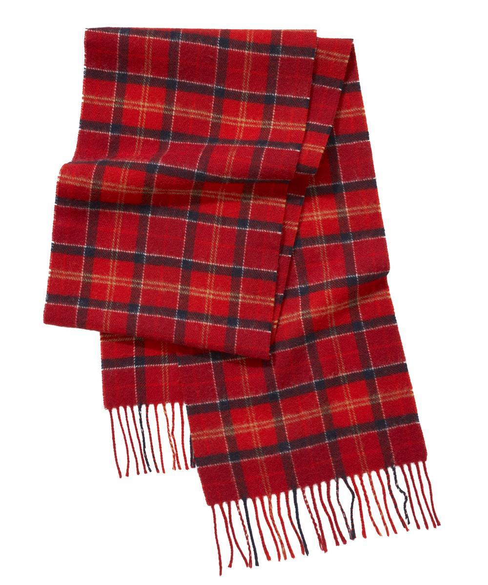 Cardinal Red Barbour Tartan Lambswool Scarf