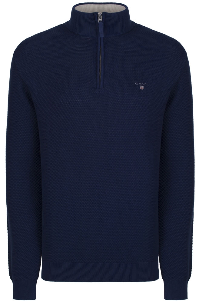 Navy Blue Gant Sweater in Textured Cotton