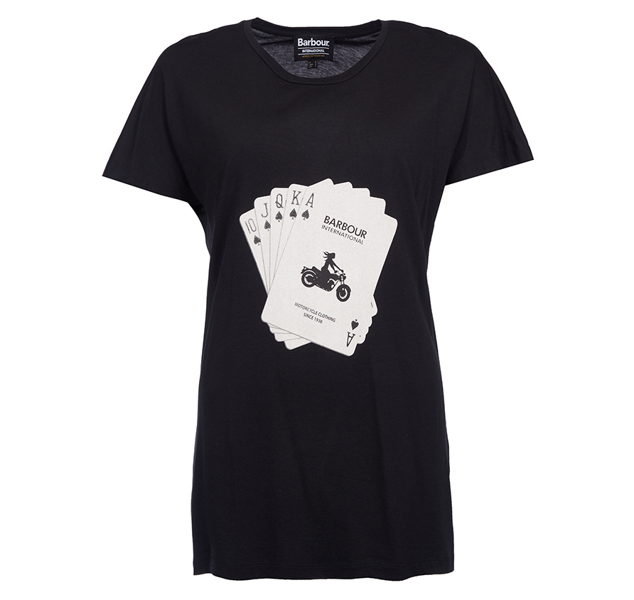 Women's Black Barbour International Hairpin Royal Flush T-Shirt